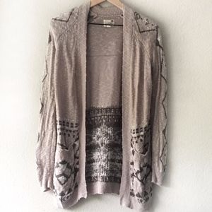 LA Hearts (PacSun) Beige Gray Pattern Cardigan